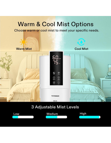 Humidificador VIVOSUN 9L Vapor Frío y Caliente 2 en 1