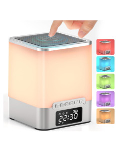 Reloj Despertador Bluetooth Vicsoon con Luz Nocturna Naranja