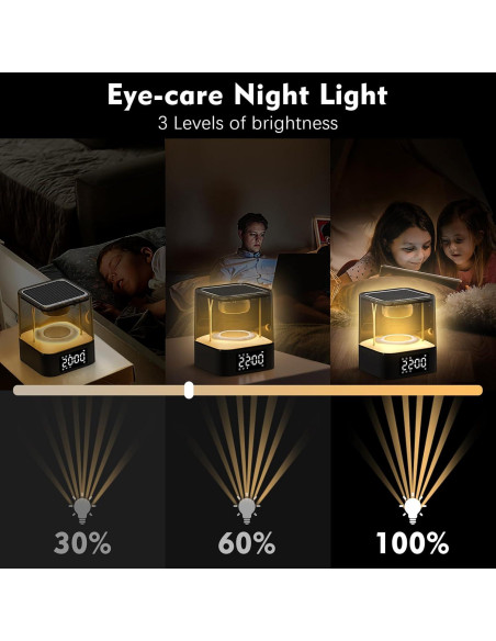 Altavoz Bluetooth Ebhako W10 con Luz Nocturna y Reloj