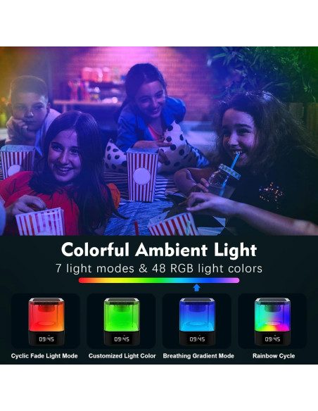 Altavoz Bluetooth Ebhako W10 con Luz Nocturna y Reloj