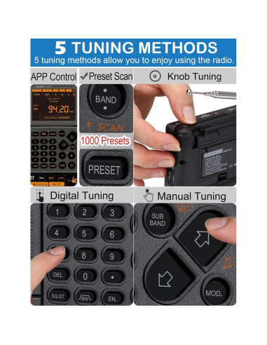 Radio Multibanda ZHIWHIS ZWS-757 con Bluetooth y Linterna