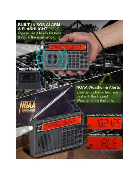 Radio Multibanda ZHIWHIS ZWS-757 con Bluetooth y Linterna