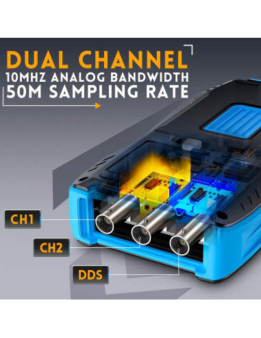 Osciloscopio de Mano FNIRSI 2C23T 10MHz 2 Canales Multímetro
