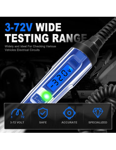 Probador de Circuitos Automotriz WINAMOO 3-72V con LCD 2