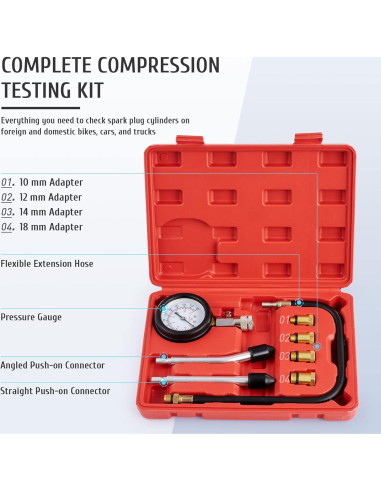Probador de Compresión Orion Motor Tech 0-300 PSI 8PCS
