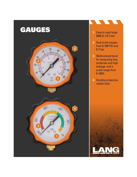 Probador de Fugas de Cilindro Lang Tools CLT-2 100 PSI