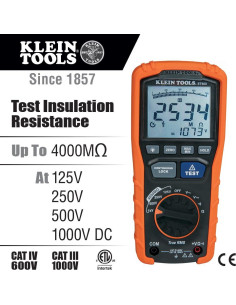 Multímetro Klein Tools ET600, Megohmmeter 4000M 1000V 2