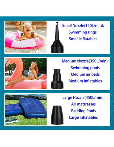 Bomba de Aire Eléctrica Aida & Hani 450 LPM 3 Boquillas Negra