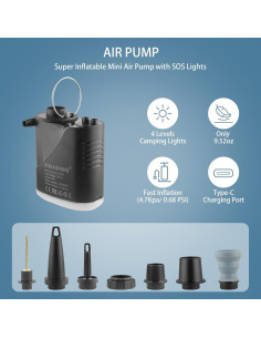 Mini Inflador de Aire Portátil XINBAOHONG 2000mAh USB-C 2