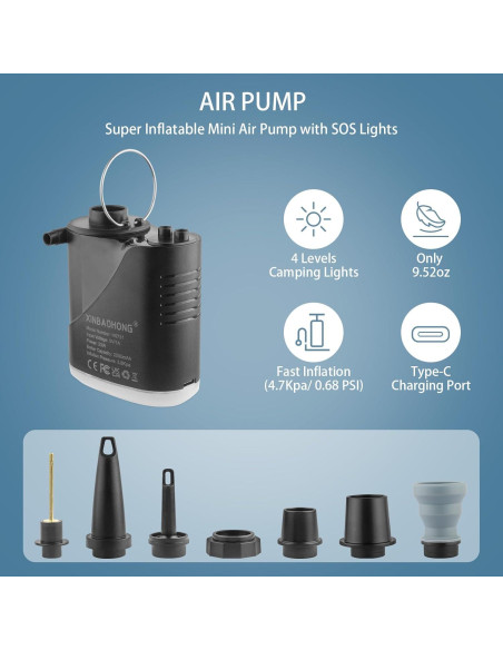 Mini Inflador de Aire Portátil XINBAOHONG 2000mAh USB-C