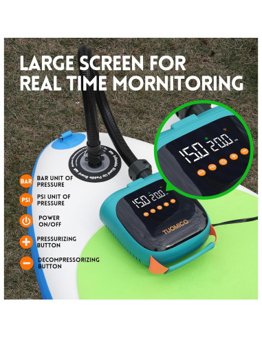 Bomba Eléctrica Tuomico 20PSI para Paddle Board y Kayak