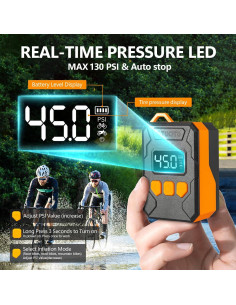 Mini bomba de bicicleta X-TUOTU Y-QB08 con manómetro 2