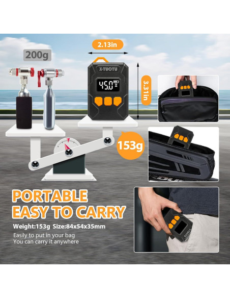 Mini bomba de bicicleta X-TUOTU Y-QB08 con manómetro