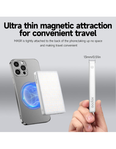 Luz de Selfie Godox MA5R Magnética RGB 14 Modos 1800K-10000K