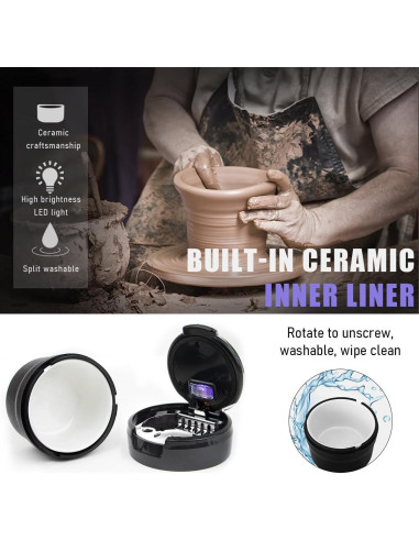 Cenicero de Auto Ziciner con Tapa y Luz LED - Negro