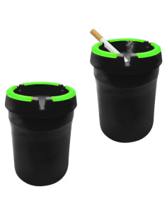 Cenicero de coche Gasedin 2 PCS plástico negro autoextinguible