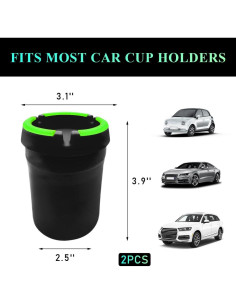 Cenicero de coche Gasedin 2 PCS plástico negro autoextinguible 2