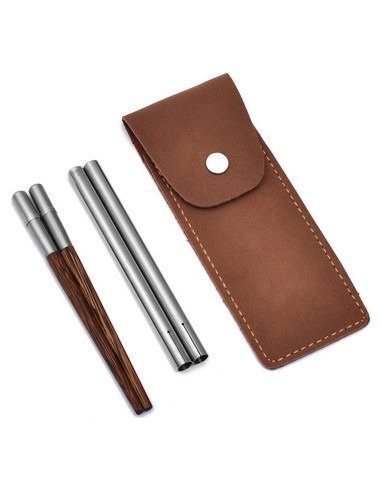 Palillos Plegables de Madera HwdjiSW 21.8cm con Estuche