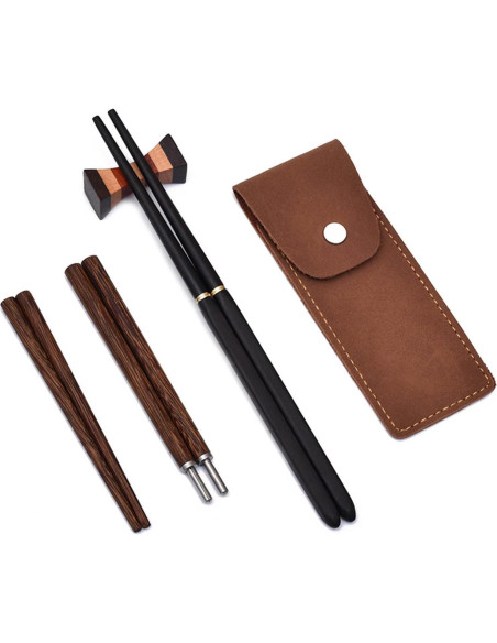 Palillos Plegables de Madera HwdjiSW 21.8cm con Estuche