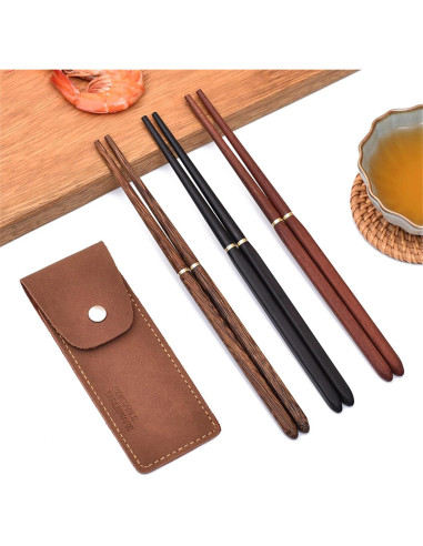 Palillos Plegables de Madera HwdjiSW 21.8cm con Estuche