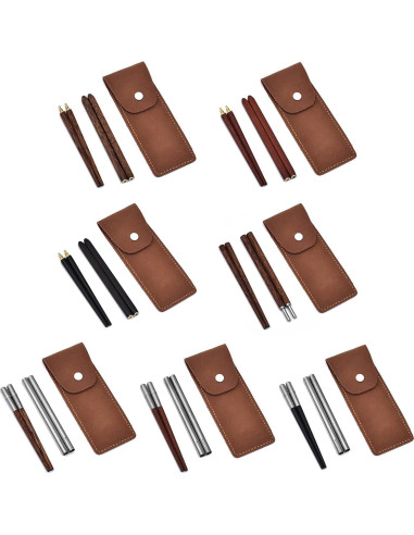 Palillos Plegables de Madera HwdjiSW 21.8cm con Estuche