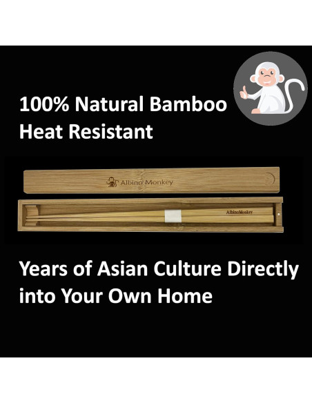 Juego de Palillos Reutilizables de Bambú Mono Albino 23.5 cm