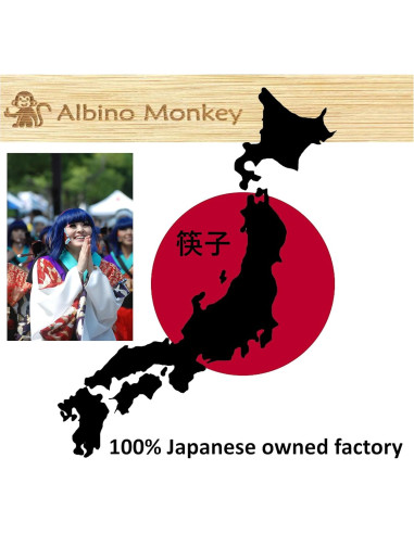 Juego de Palillos Reutilizables de Bambú Mono Albino 23.5 cm