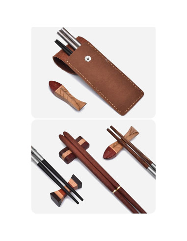 Palillos Plegables de Madera HwdjiSW 21.8cm con Estuche