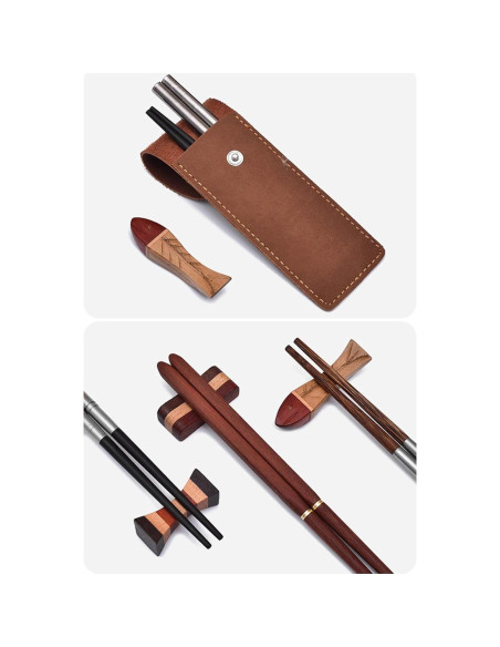 Palillos Plegables de Madera HwdjiSW 21.8cm con Estuche