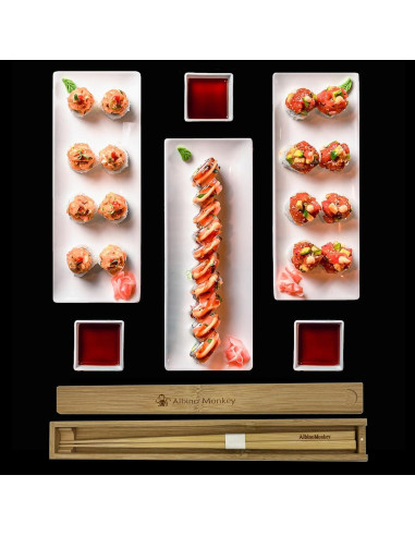 Juego de Palillos Reutilizables de Bambú Mono Albino 23.5 cm