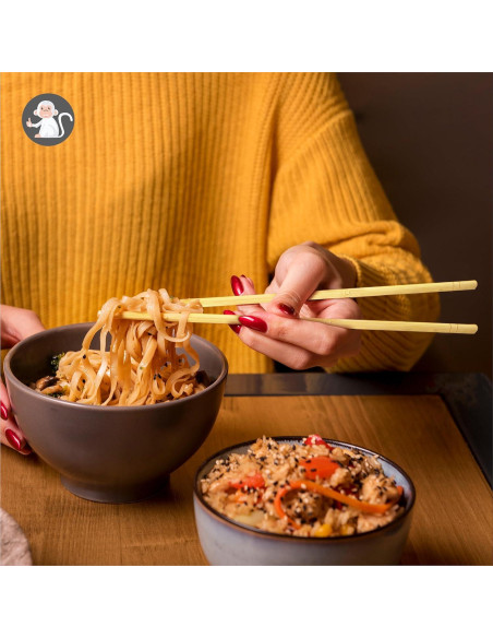 Juego de Palillos Reutilizables de Bambú Mono Albino 23.5 cm