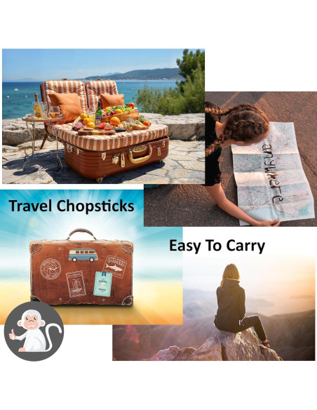 Juego de Palillos Reutilizables de Bambú Mono Albino 23.5 cm