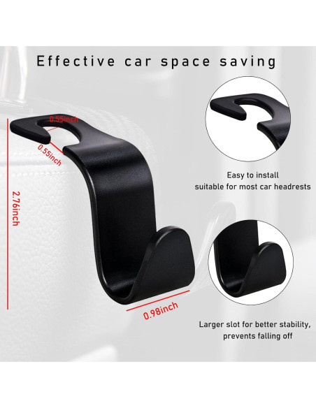 Gancho para Reposacabezas Kewucn 4 Unidades Negro