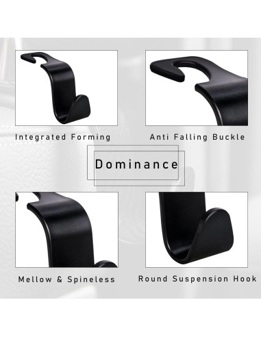 Gancho para Reposacabezas Kewucn 4 Unidades Negro