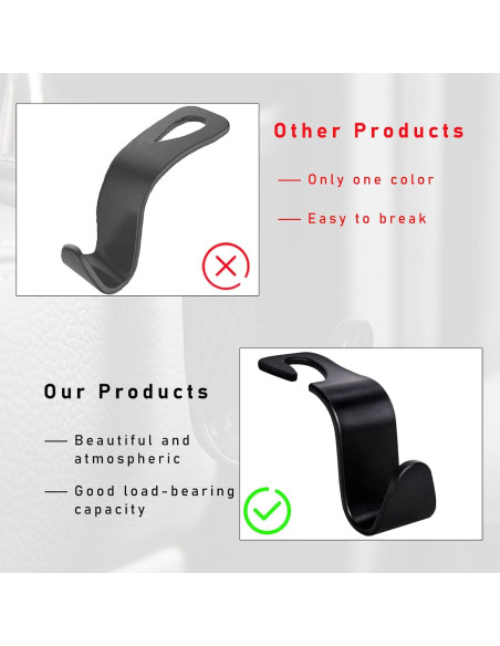 Gancho para Reposacabezas Kewucn 4 Unidades Negro