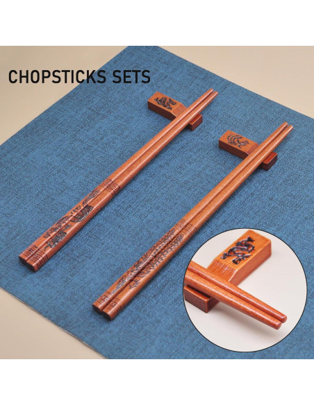 Juego de Palillos de Madera Reutilizables Kenpal Dragón y Fénix