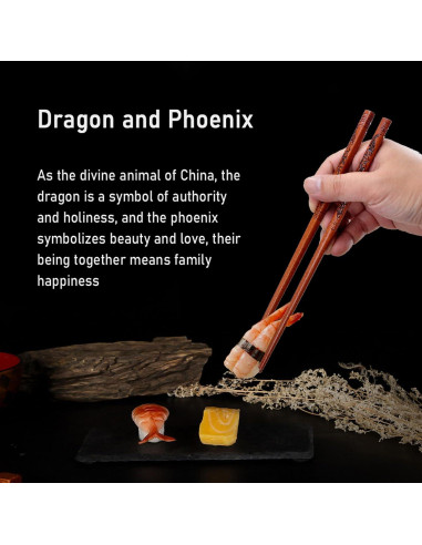 Juego de Palillos de Madera Reutilizables Kenpal Dragón y Fénix