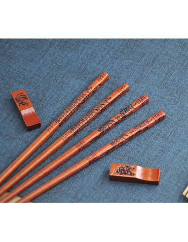 Juego de Palillos de Madera Reutilizables Kenpal Dragón y Fénix