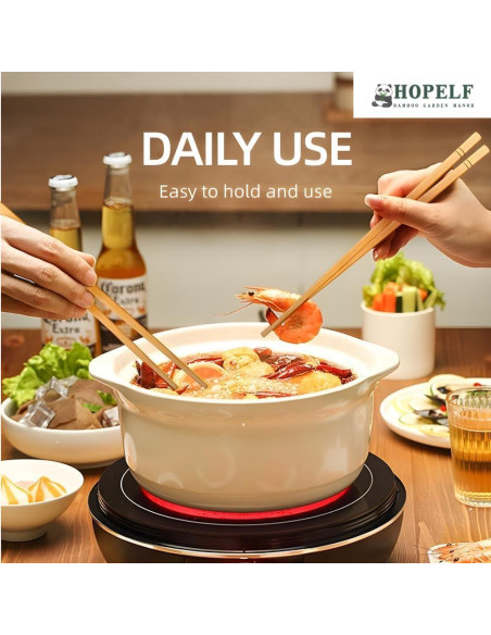 Palillos Reutilizables de Bambú HOPELF 24.13 cm 5 Pares