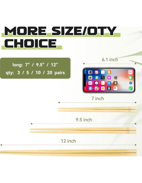 Palillos Reutilizables de Bambú HOPELF 24.13 cm 5 Pares