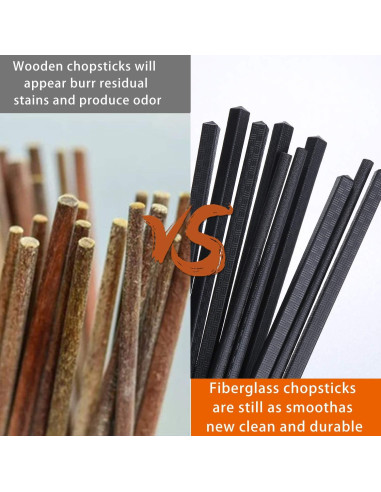 10 Pares de Palillos de Fibra de Vidrio Lusanville 24 cm