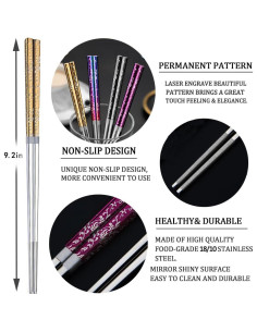 Palillos de Acero Inoxidable HMM 23.5 cm Antideslizantes 2P 2