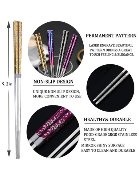 Palillos de Acero Inoxidable HMM 23.5 cm Antideslizantes 2P