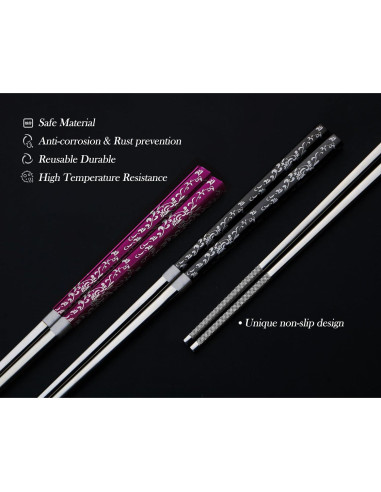 Palillos de Acero Inoxidable HMM 23.5 cm Antideslizantes 2P