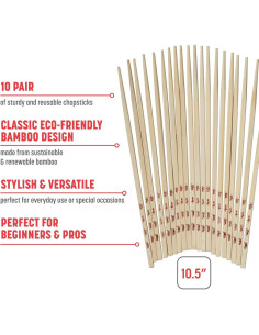 Juego de Palillos de Bambú Reutilizables Joyce Chen 10 Pares 2