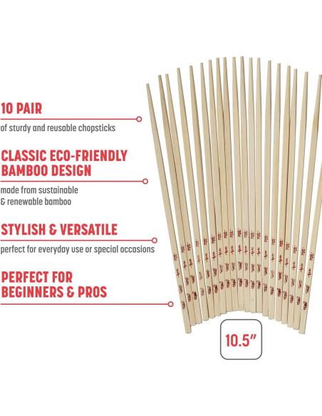 Juego de Palillos de Bambú Reutilizables Joyce Chen 10 Pares