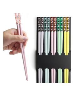 Palillos Reutilizables AYFDISHS 24 cm Antideslizantes Multicolor