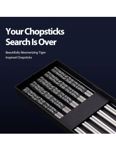 Palillos de Metal Reutilizables Hagary 5 Pares Antideslizantes 2