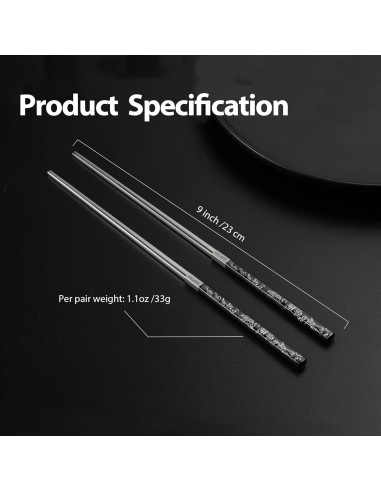 Palillos de Metal Reutilizables Hagary 5 Pares Antideslizantes