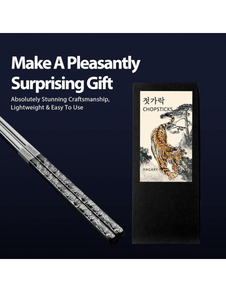 Palillos de Metal Reutilizables Hagary 5 Pares Antideslizantes